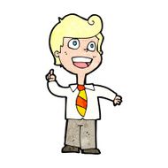 cartoon school boy raising hand N13
