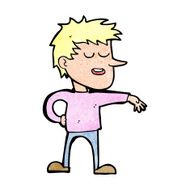 cartoon man making dismissive gesture N25