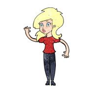 cartoon pretty woman waving N115
