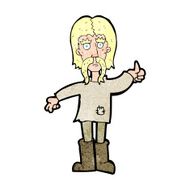cartoon hippie man giving thumbs up symbol N12