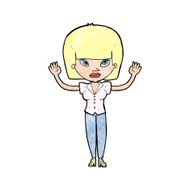 cartoon woman with raised hands N12