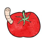 cartoon tomato with worm N12