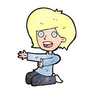 cartoon shocked woman on knees N12