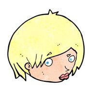 cartoon female face with raised eyebrow N12