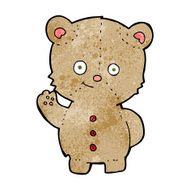 cartoon teddy bear waving N22