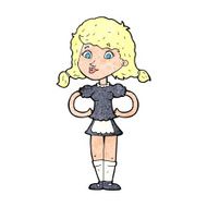 cartoon happy waitress woman N12