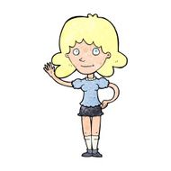 Cartoon Woman Waving N434