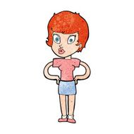 cartoon woman with hands on hips N291