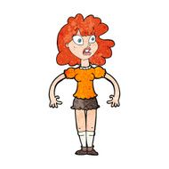 cartoon pretty girl with shocked expression N13