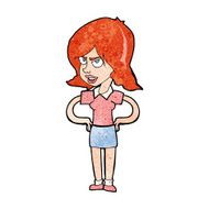 cartoon annoyed woman with hands on hips N13