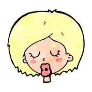 cartoon woman with eyes closed N13