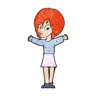 cartoon woman with open arms N129