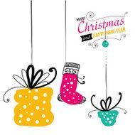 Post card with christmas doodles