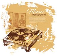 Music vintage background Hand drawn illustration