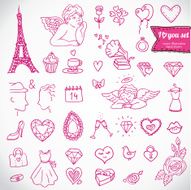 doodle icon set isolated N4
