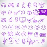 Hand drawn doodle music icon set N2