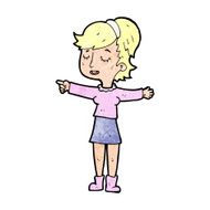 cartoon happy woman pointing N89