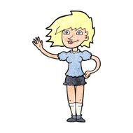 Cartoon Woman Waving N435