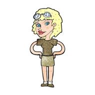 cartoon retro pilot woman N14