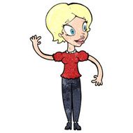 Cartoon Woman Waving N436