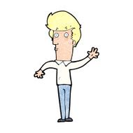 cartoon nervous man waving N27