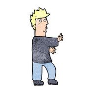 cartoon nervous man waving N28