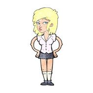 cartoon pretty woman with hands on hips N26