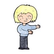 cartoon woman gestureing welcome N11