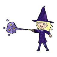 cartoon witch girl casting spell N27