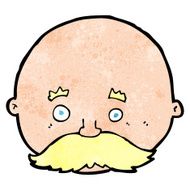 cartoon bald man with mustache N25