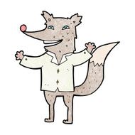 cartoon happy wolf wearing shirt N9