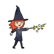 cartoon witch girl casting spell N28