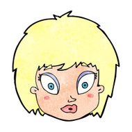 cartoon surprised female face N84