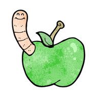 Cartoon Apple With Worm N74