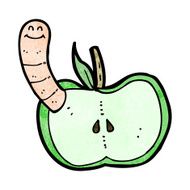 Cartoon Apple With Worm N75