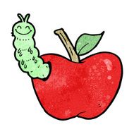 cartoon apple with bug N37