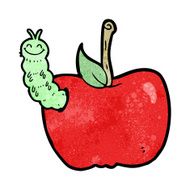 cartoon apple with bug N38