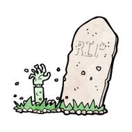 Cartoon Zombie Rising From Grave N43