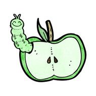 cartoon apple with bug N39