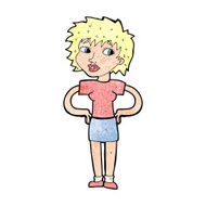 cartoon woman with hands on hips N294