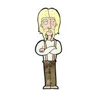 cartoon long mustache man with folded arms N14