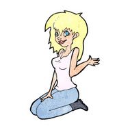 cartoon pretty girl waving N40