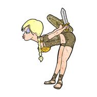 cartoon viking girl bowing N8