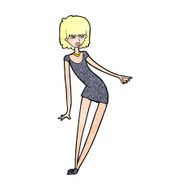 cartoon woman in dress leaning N13