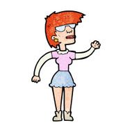 cartoon woman in spectacles waving N13