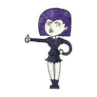 cartoon vampire girl giving thumbs up N13