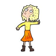 cartoon woman looking up to the sky N13