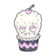 spooky skull cupcake cartoon N13