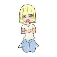 cartoon woman kneeling N13