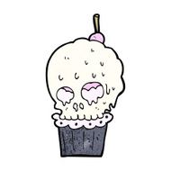 cartoon spooky skull cupcake N13